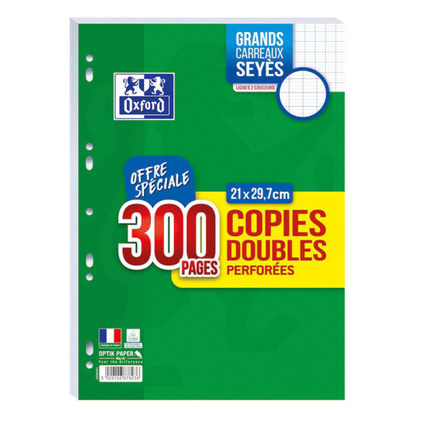 300 copies doubles a4 grands carreaux perforees