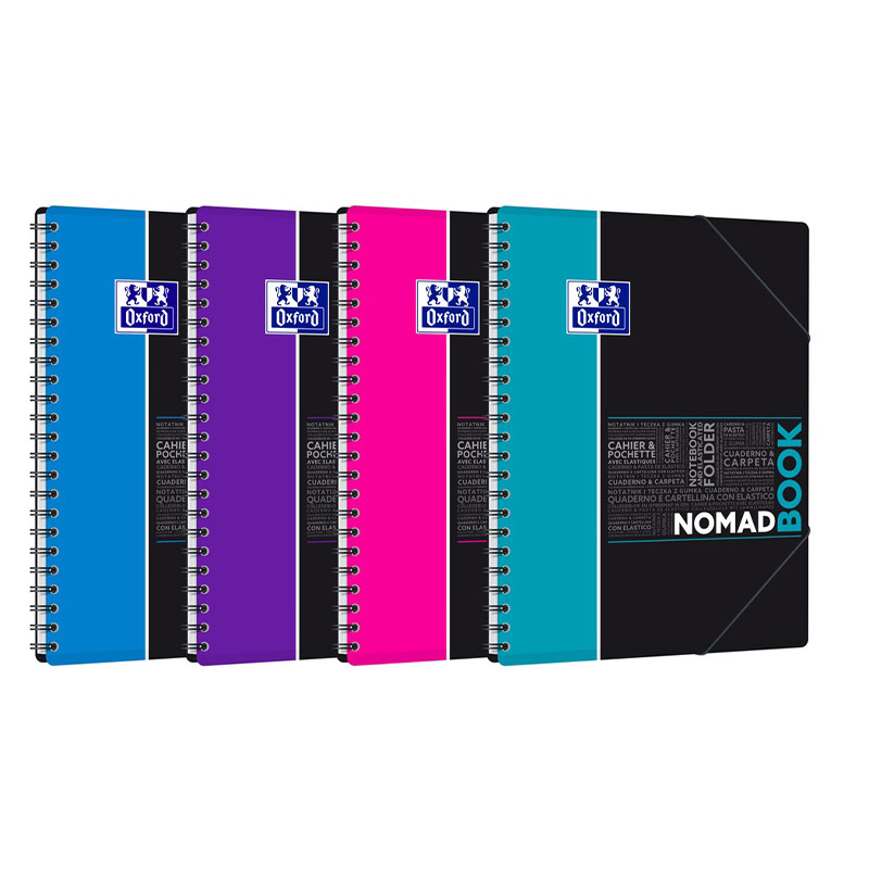 Bloc-notes Oxford etudiants easynotes a4+ petits carreaux 5mm 160 pages  reliure spirale couverture polypro coloris assortis sur